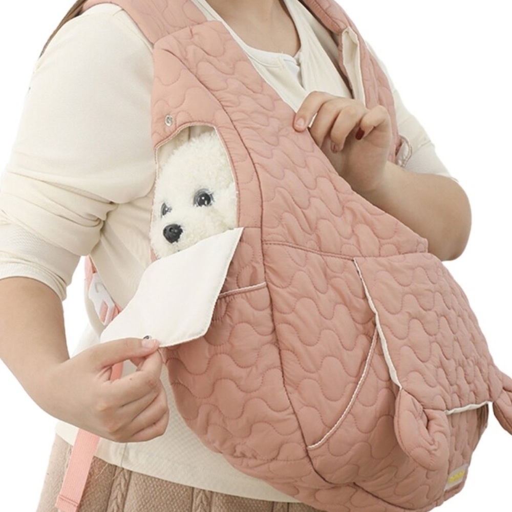 Pet Carrier Backpack Dog Cat Front Backpack Chest Carrier quilted tan cream